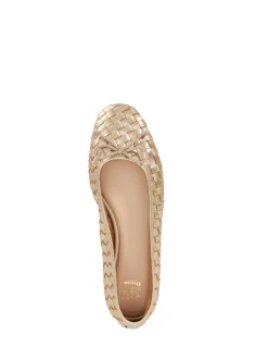 Dune London Gold Heat Woven Ballerina Shoes