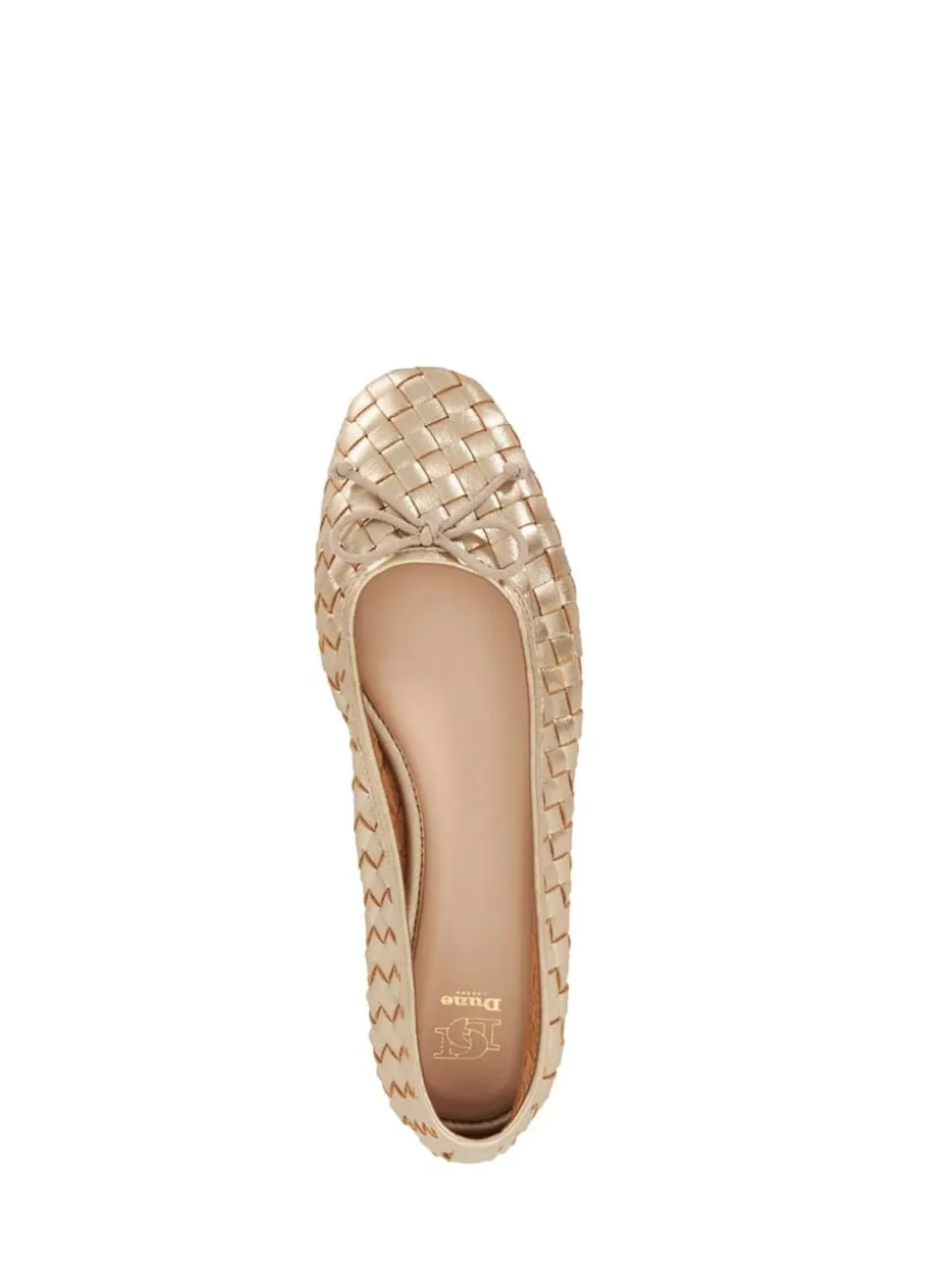 Dune London Gold Heat Woven Ballerina Shoes