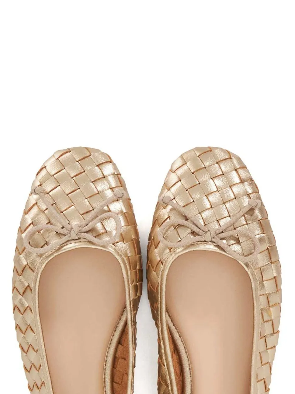 Dune London Gold Heat Woven Ballerina Shoes