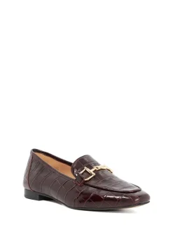 Dune London Red Grained Branded Snaffle Trim Loafers