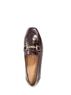 Dune London Red Grained Branded Snaffle Trim Loafers