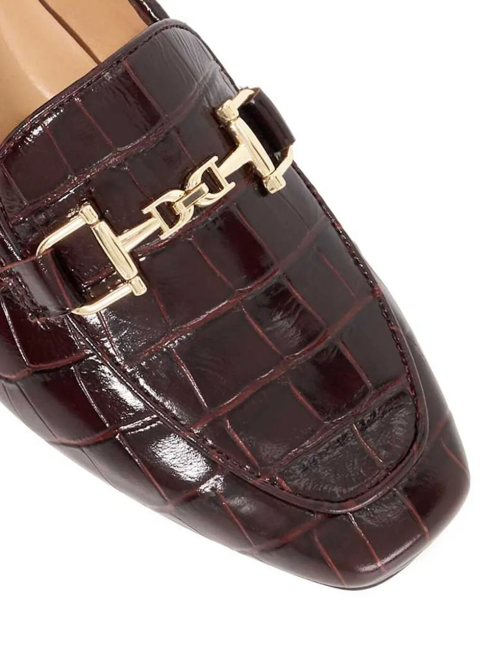 Dune London Red Grained Branded Snaffle Trim Loafers