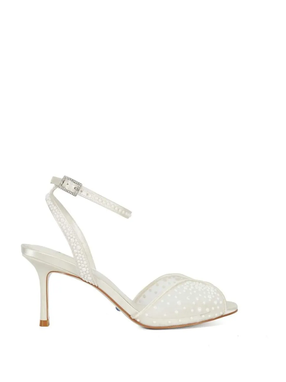 Dune London White Musing Bridal Pearl Mesh Heels