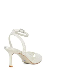 Dune London White Musing Bridal Pearl Mesh Heels