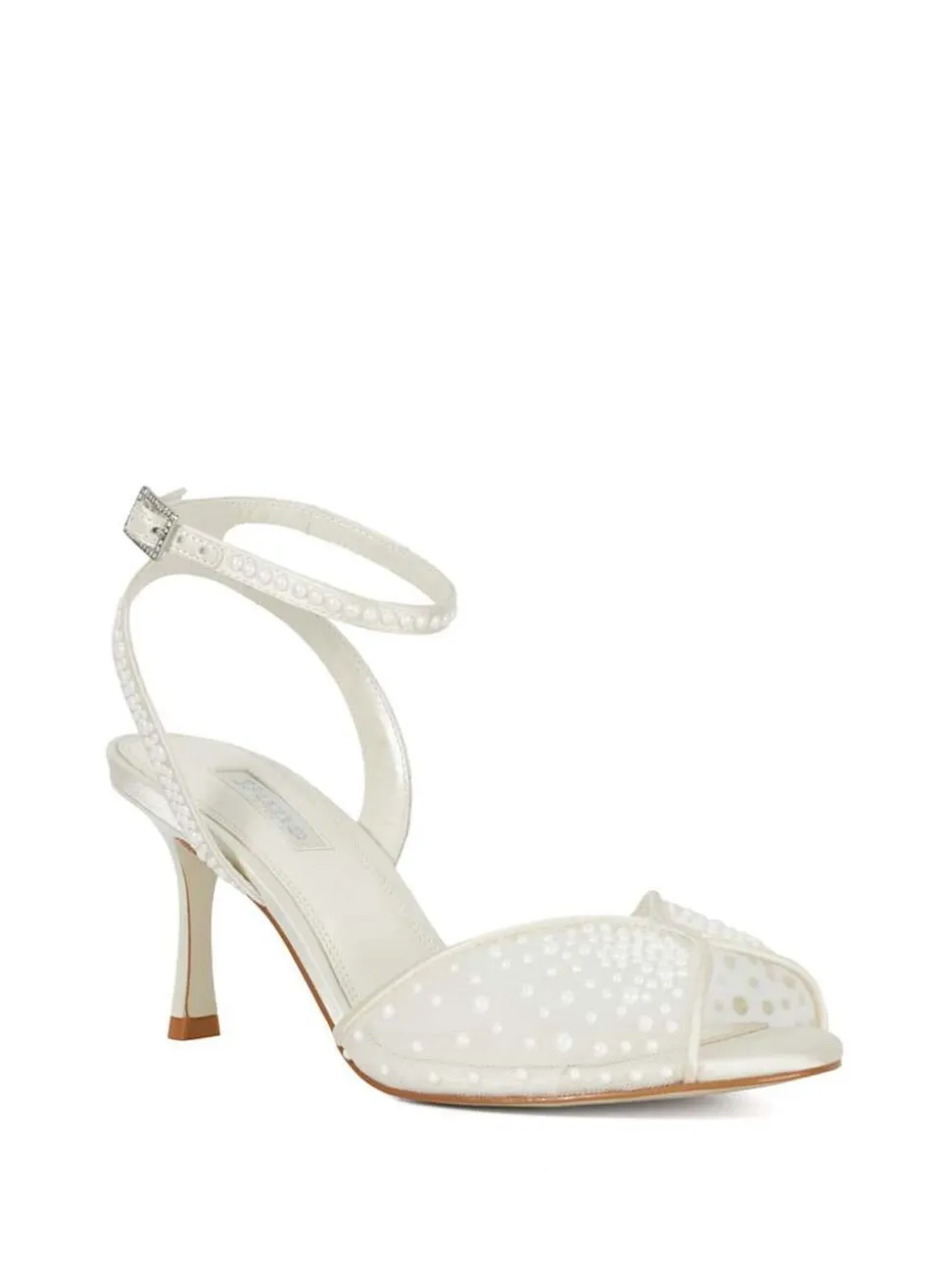 Dune London White Musing Bridal Pearl Mesh Heels
