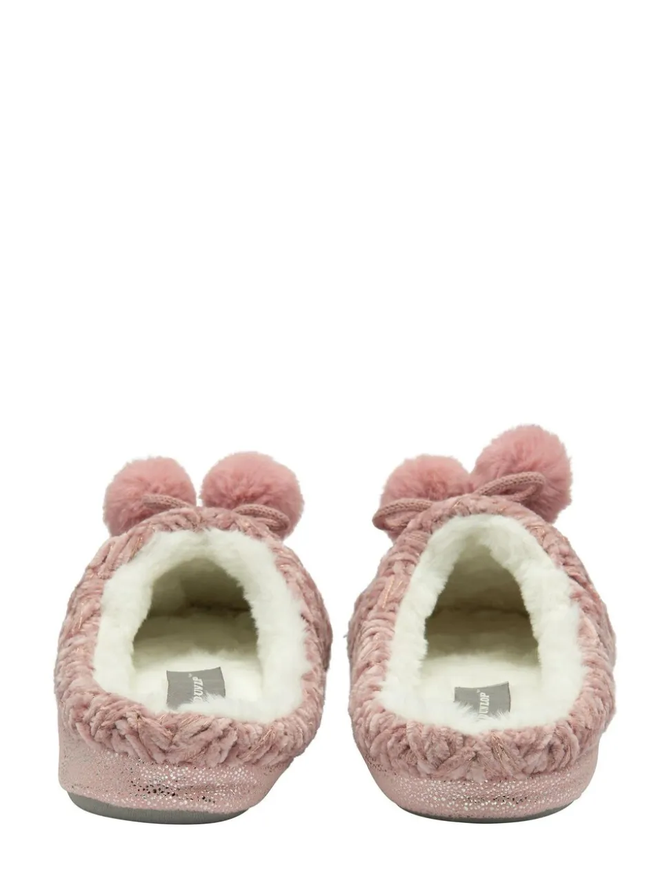 Dunlop Baby Pink Ladies Knitted Closed Toe Mule Slippers