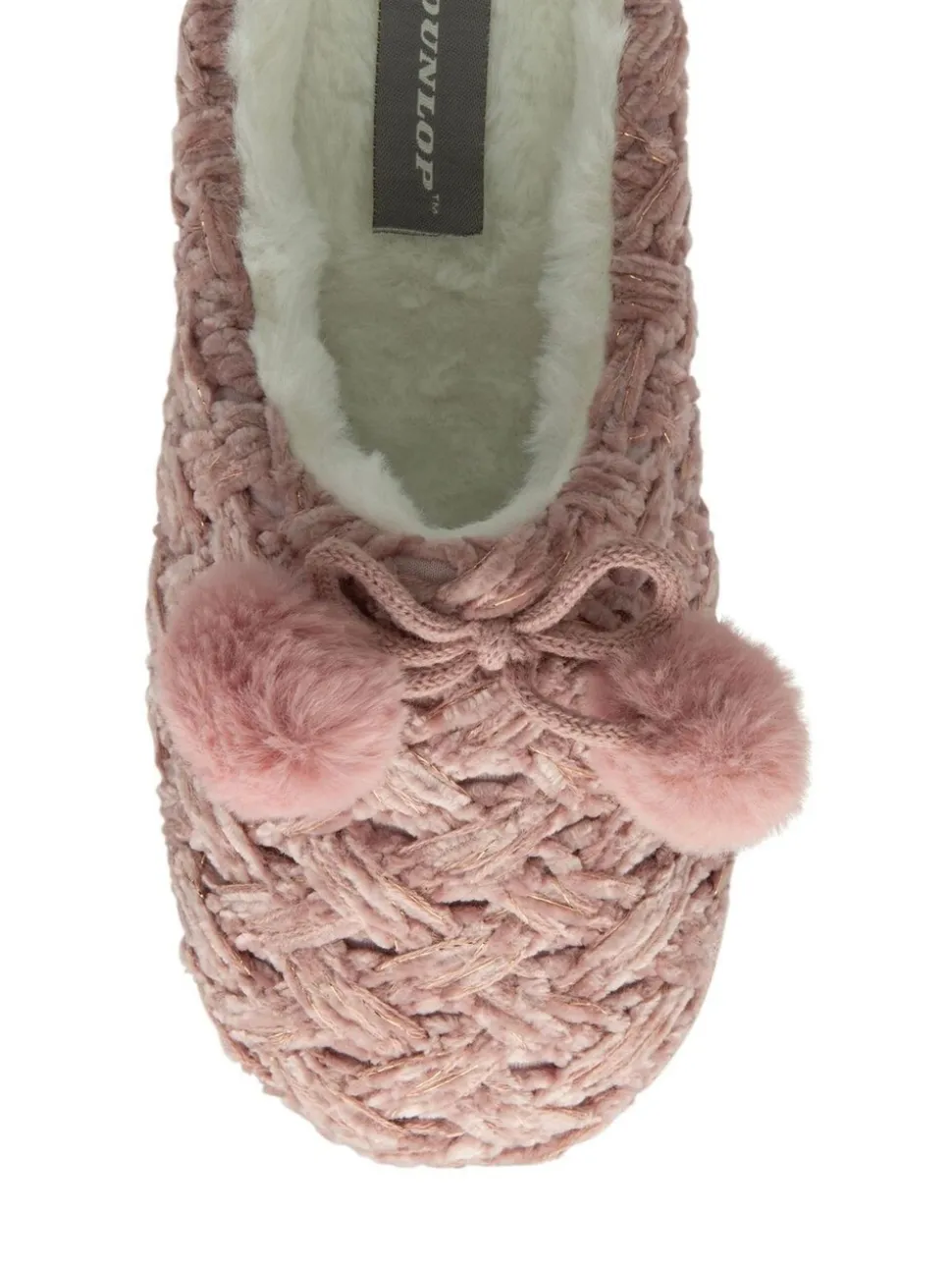Dunlop Baby Pink Ladies Knitted Closed Toe Mule Slippers