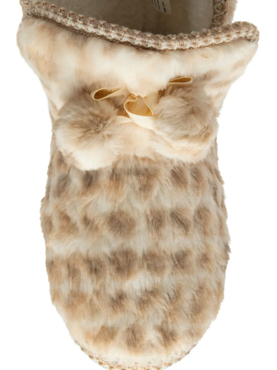 Dunlop Cream Faux Bootie Pom Pom Slippers