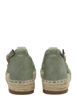 Dunlop Green Ankle Strap Flatform Shoes
