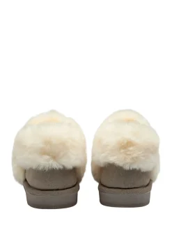 Dunlop Grey Faux Suede Collar Full Slippers