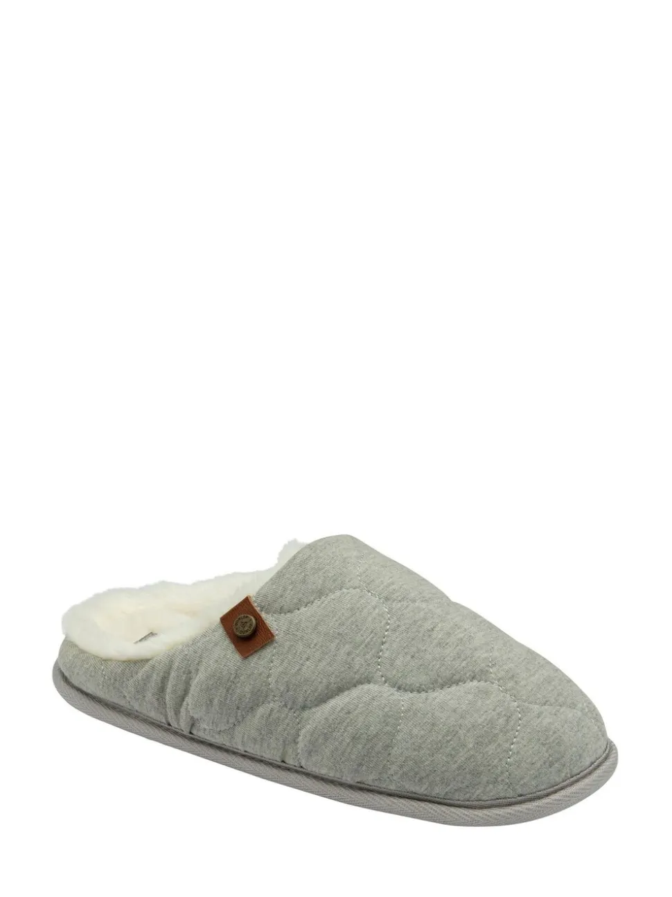 Dunlop Grey Ladies Closed Toe Quilted Mule Slippers