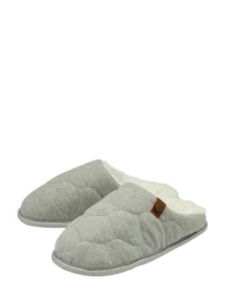 Dunlop Grey Ladies Closed Toe Quilted Mule Slippers