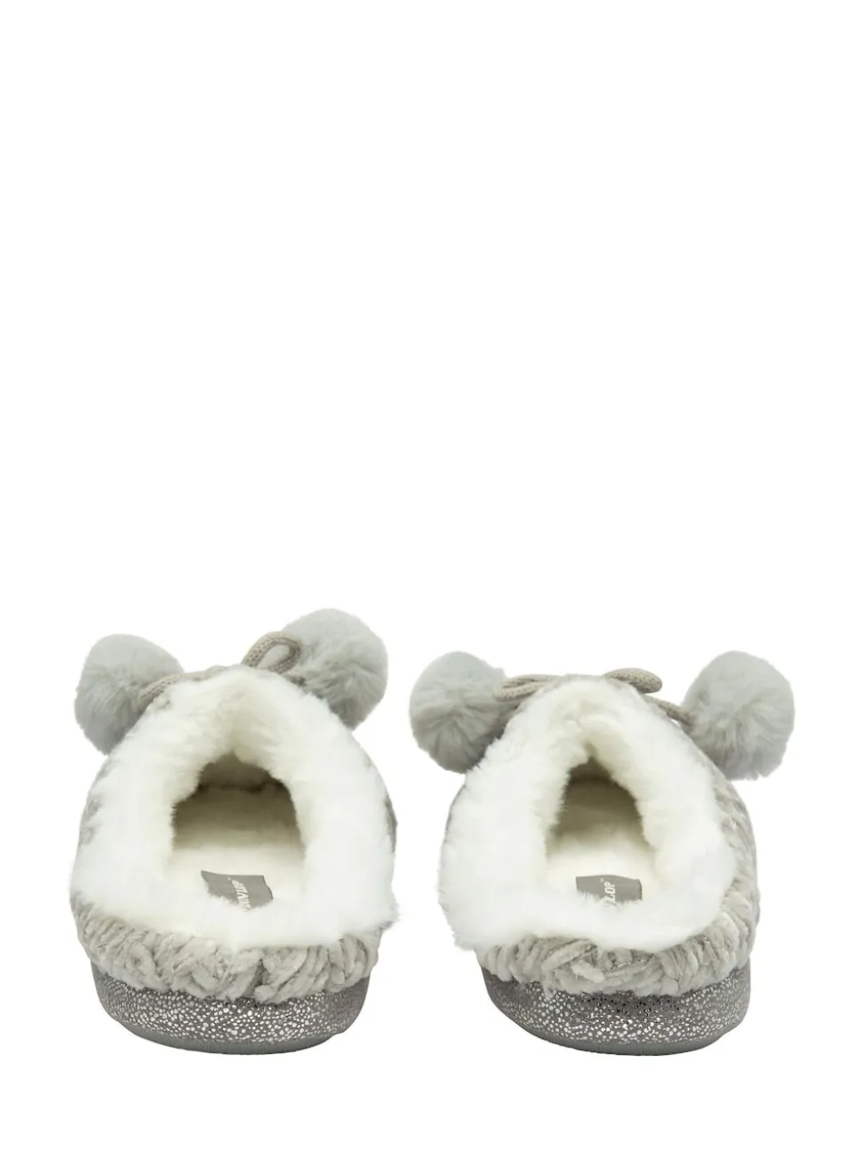 Dunlop Grey Ladies Knitted Closed Toe Mule Slippers