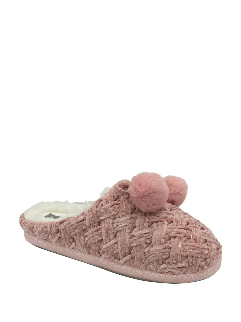 Dunlop Light Pink Ladies Knitted Closed Toe Mule Slippers