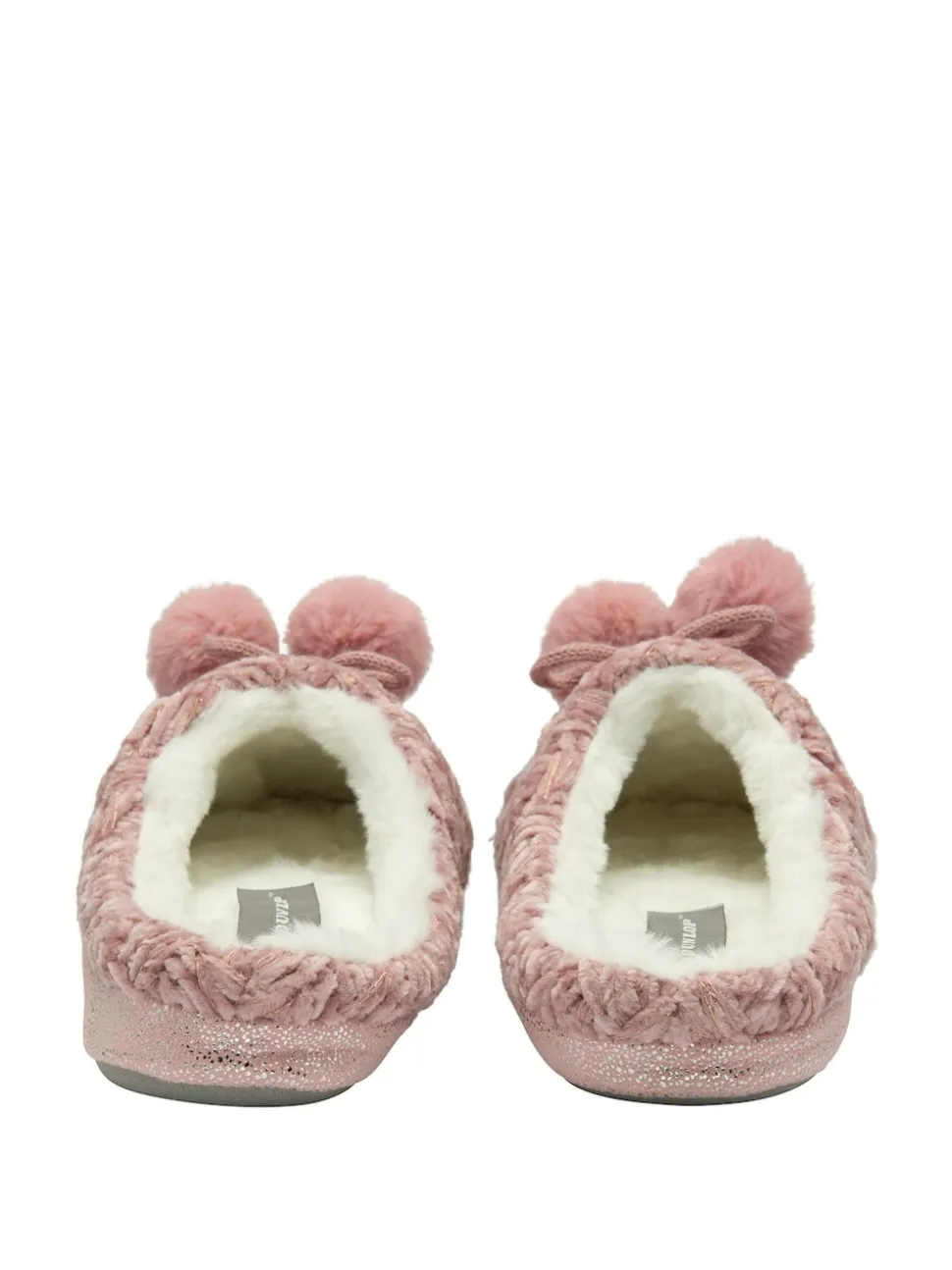 Dunlop Light Pink Ladies Knitted Closed Toe Mule Slippers