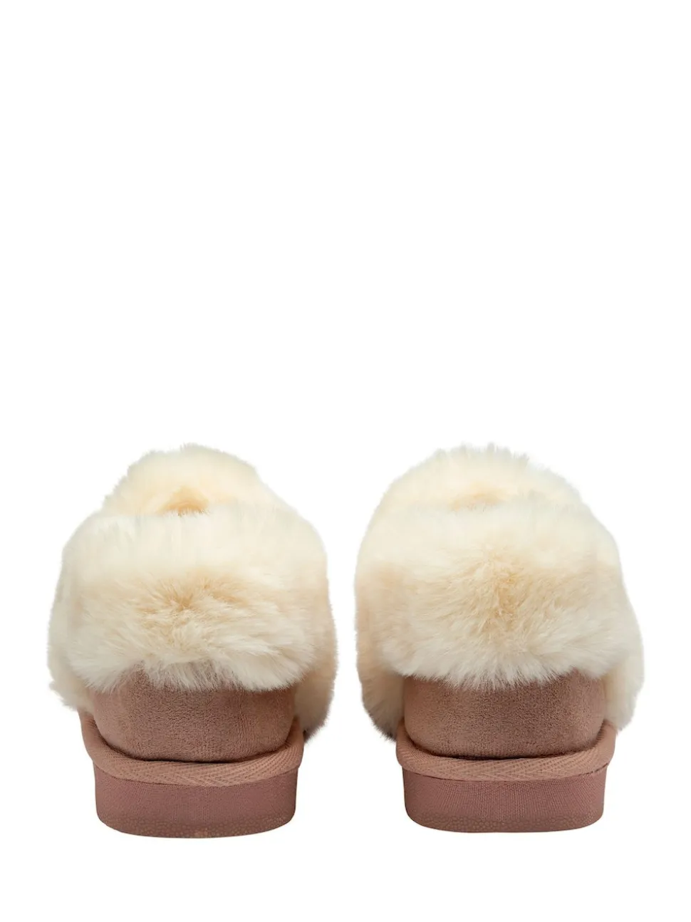 Dunlop Pink Faux Suede Collar Full Slippers