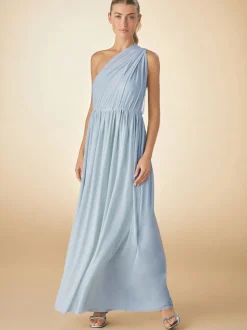 Dusky Blue Mesh Multiway Wedding Guest Bridesmaid Maxi Dress