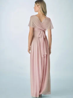 Dusky Pink Mesh Multiway Wedding Guest Bridesmaid Maxi Dress