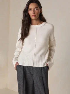 Ecru 100% Lambswool N.Premium Crew Neck Jumper