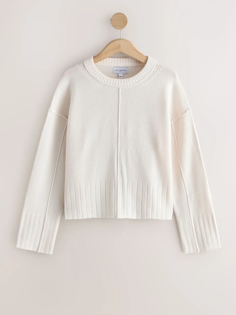 Ecru 100% Lambswool N.Premium Crew Neck Jumper