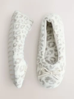 Ecru Animal Print Ballet Slippers