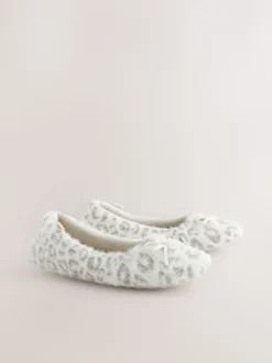 Ecru Animal Print Ballet Slippers
