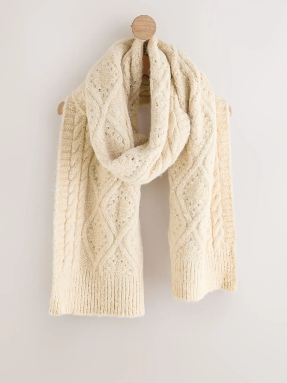 Ecru Cable Knit Cosy Scarf