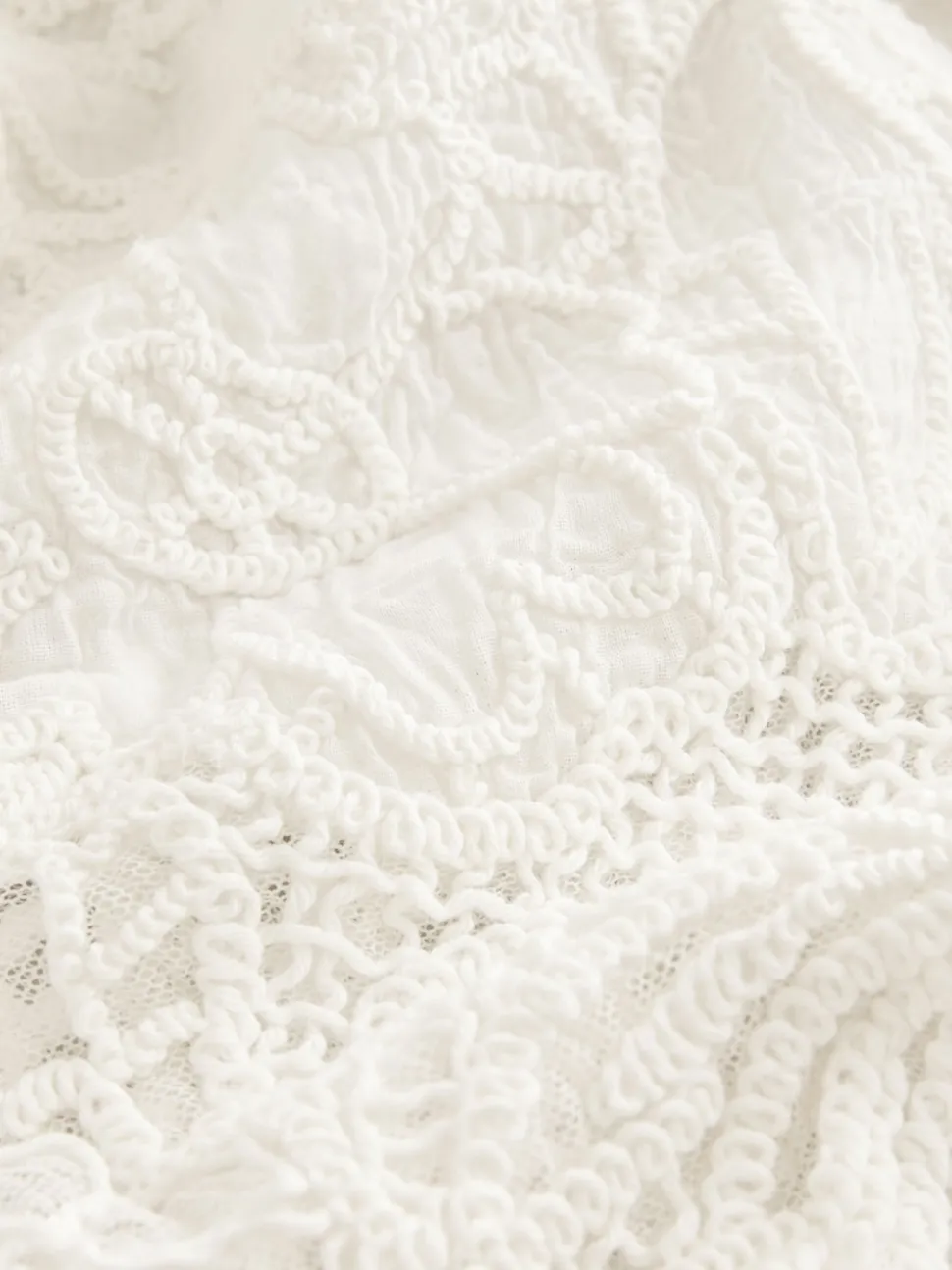 Ecru Crochet Short Sleeve Shirt