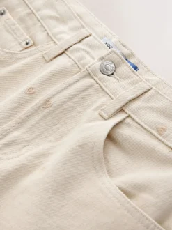 Ecru Embroidered Heart Wide Leg Jeans