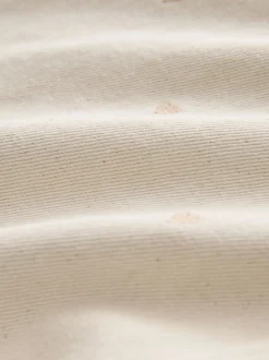 Ecru Embroidered Heart Wide Leg Jeans