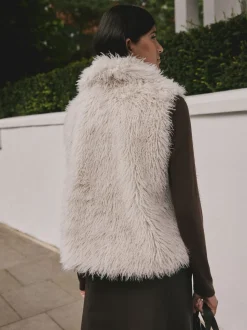 Ecru Faux Fur Gilet