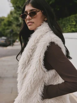 Ecru Faux Fur Gilet