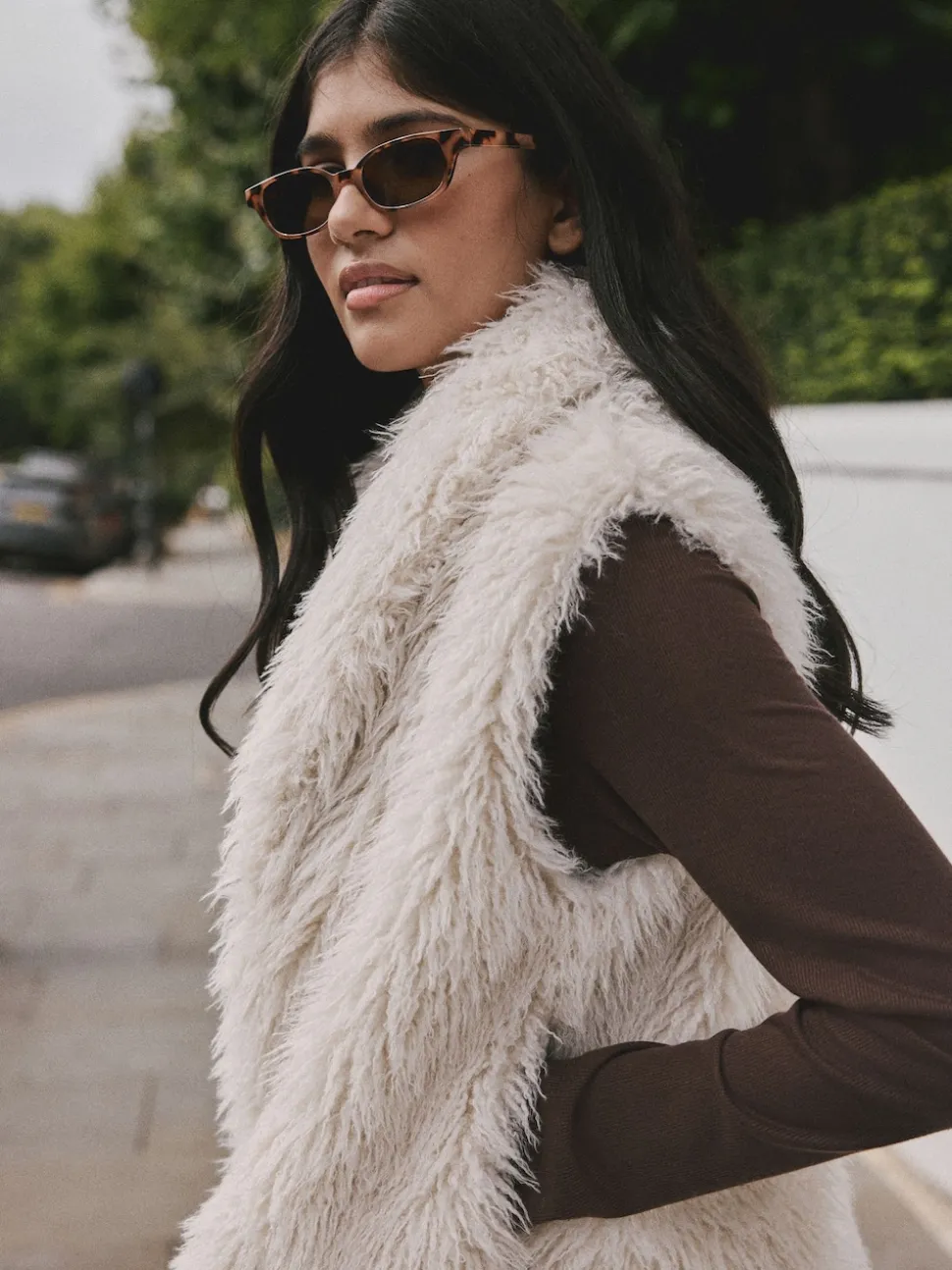 Ecru Faux Fur Gilet