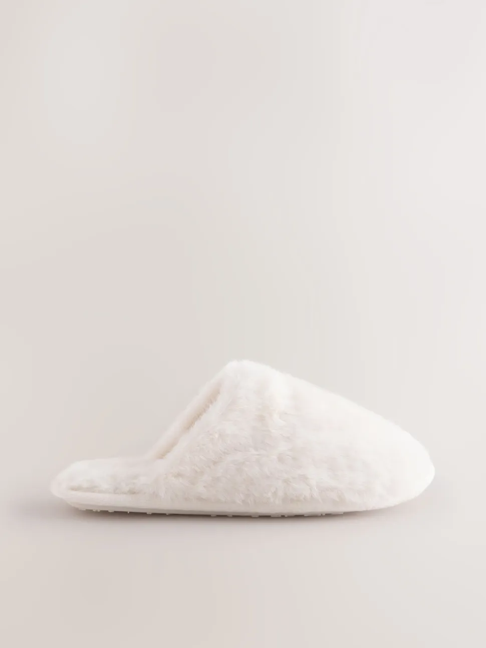 Ecru Faux Fur Mule Slippers