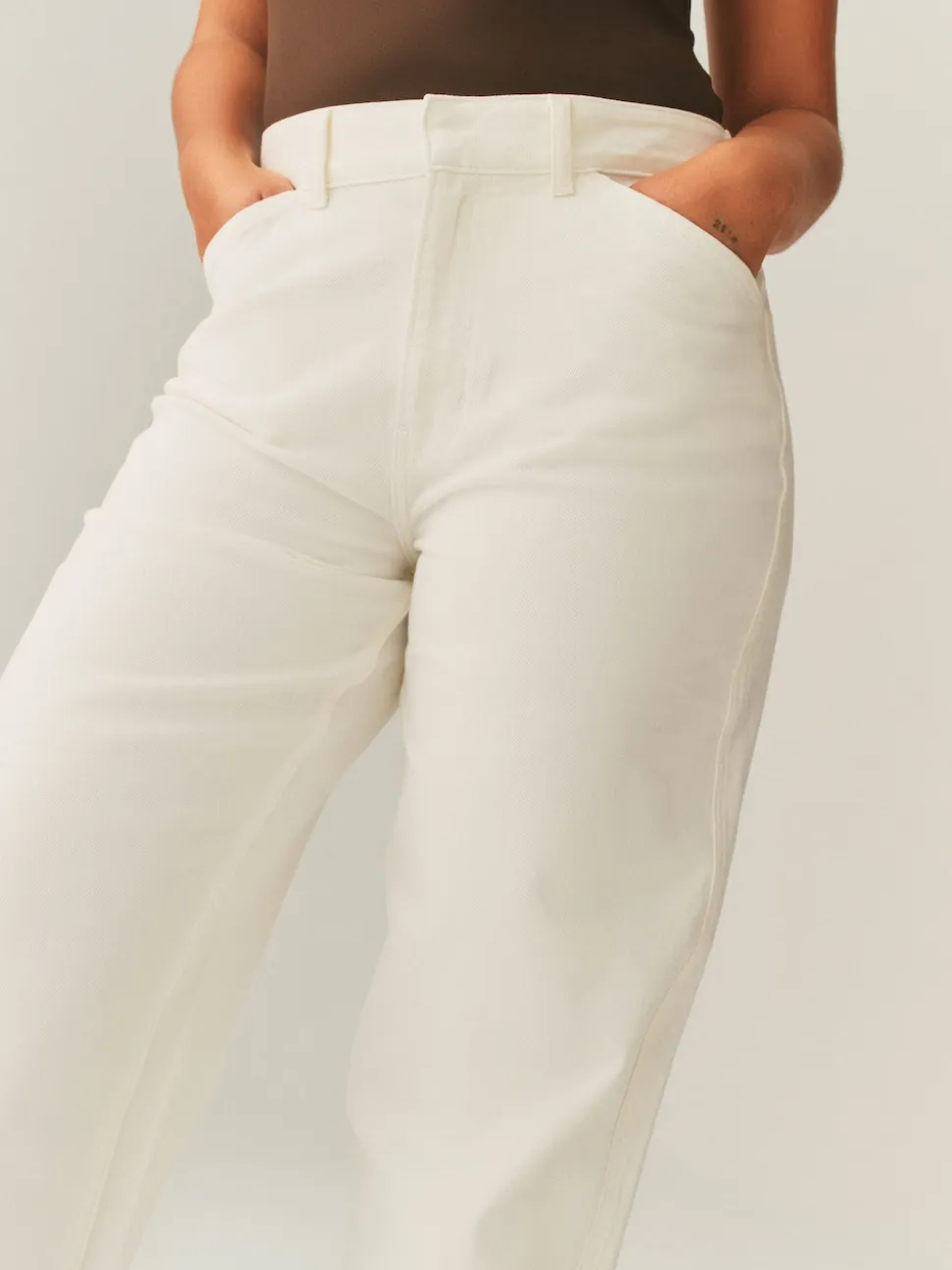 Ecru Hourglass Wide Leg Barrel Denim Jeans