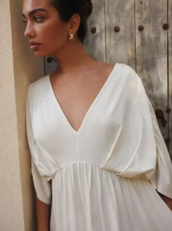 Ecru Jersey Kaftan Maxi Dress