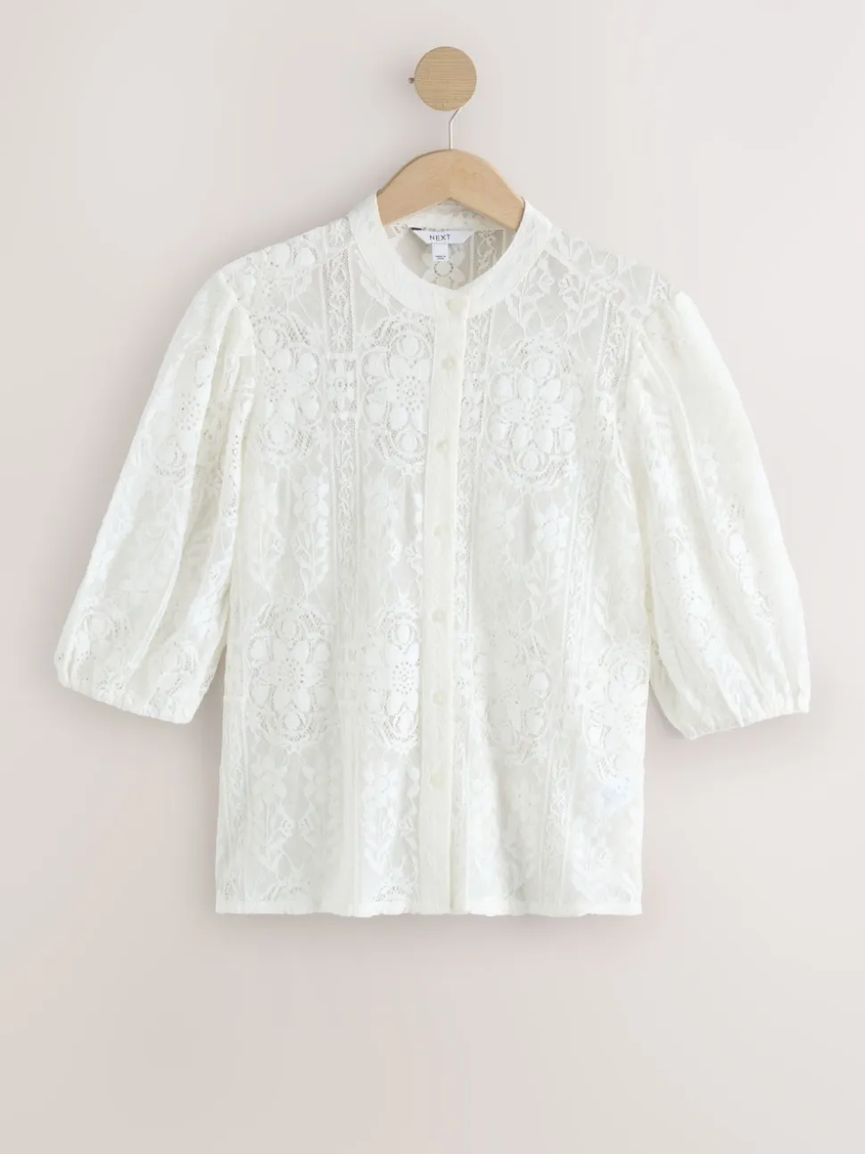 Ecru Lace Half Sleeve Blouse