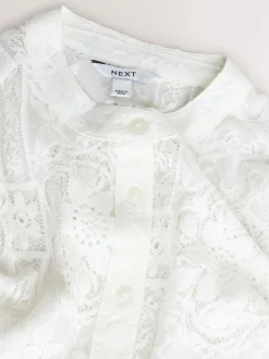 Ecru Lace Half Sleeve Blouse