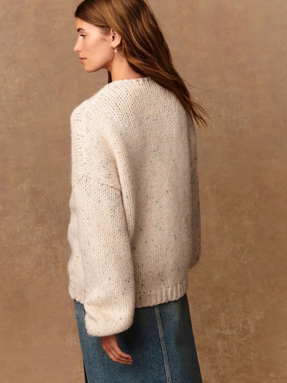 Ecru Neppy Soft Touch Chunky Knit Cardigan