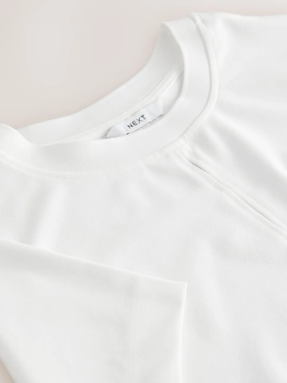 Ecru Short Sleeve Keyhole Crew Neck Top