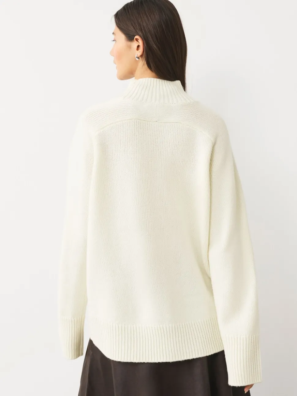 Ecru Stand Neck Chunky Knit Jumper With Wool