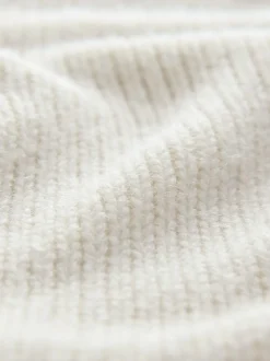 Ecru Stand Neck Chunky Knit Jumper With Wool
