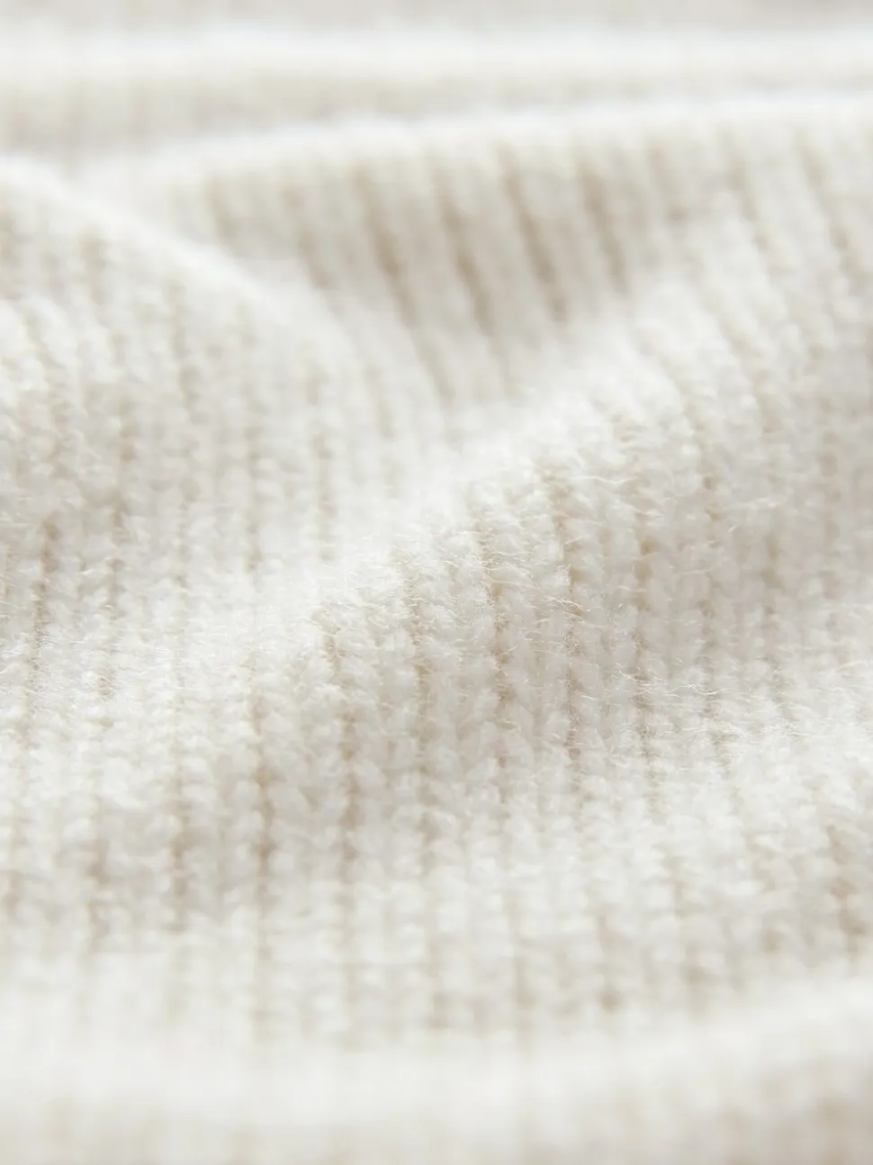 Ecru Stand Neck Chunky Knit Jumper With Wool
