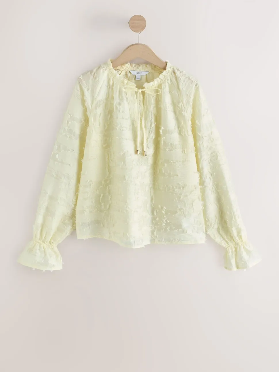Ecru Tufty Jacquard Long Sleeve Blouse
