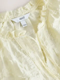 Ecru Tufty Jacquard Long Sleeve Blouse