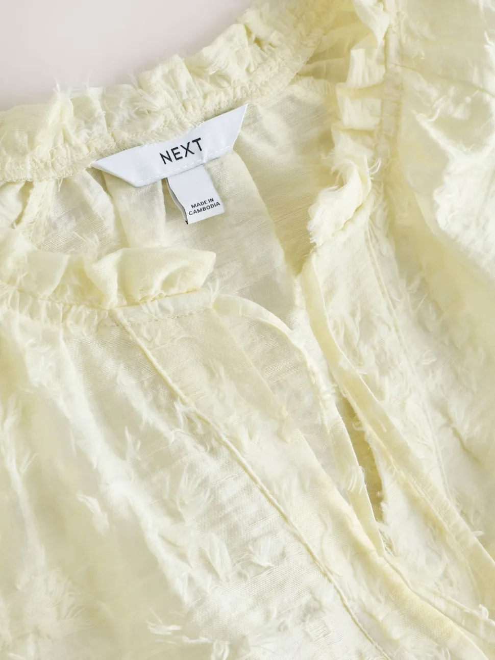 Ecru Tufty Jacquard Long Sleeve Blouse