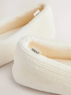 Ecru Velour Cord Ballet Slippers