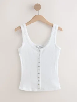 Ecru White Pointelle Cami Vest Top