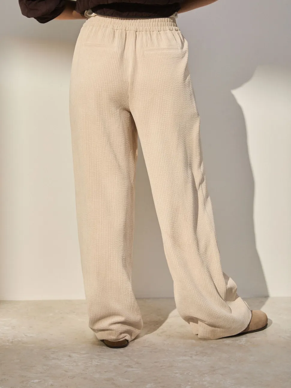 Ecru Wide Leg Soft Cord Trousers
