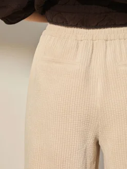 Ecru Wide Leg Soft Cord Trousers
